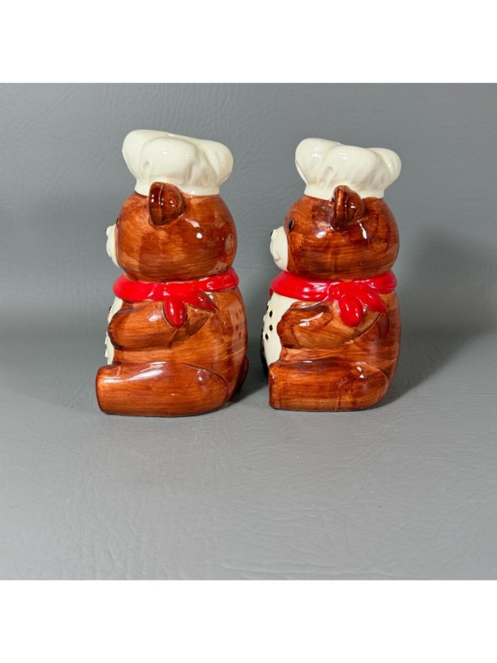 MCM B&D Japan Teddy Bear Chef Salt and Pepper Shaker Set 1980s Kitchen Kitsch - Picture 5 of 8